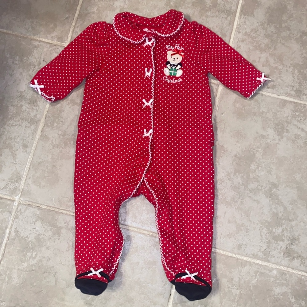 My 1st Christmas footed bodysuit